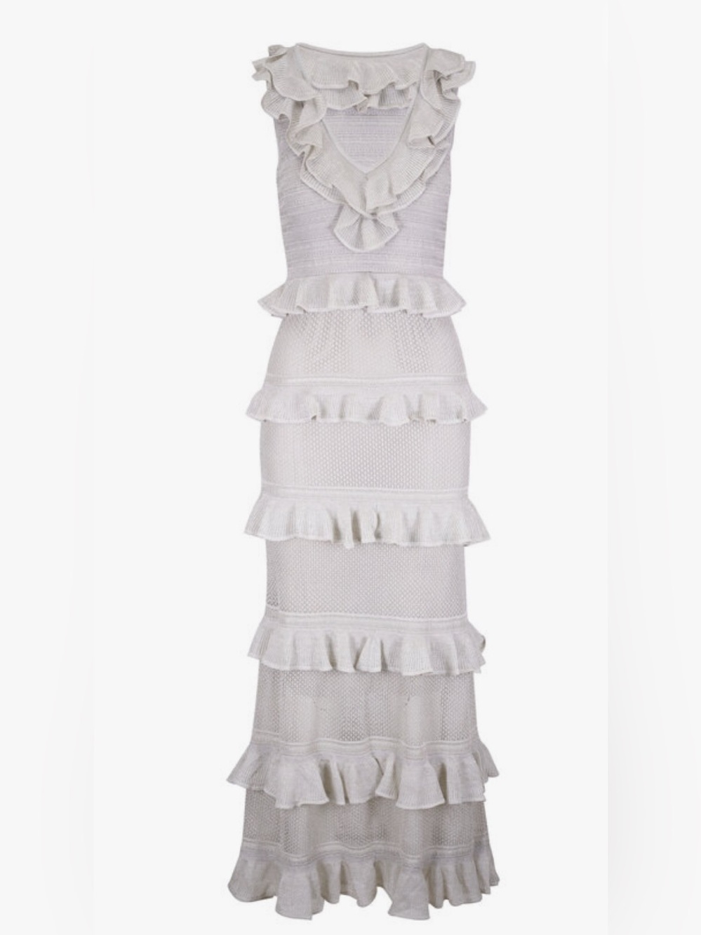 Zimmermann Crushed Frilled Silver V-Neck Dress